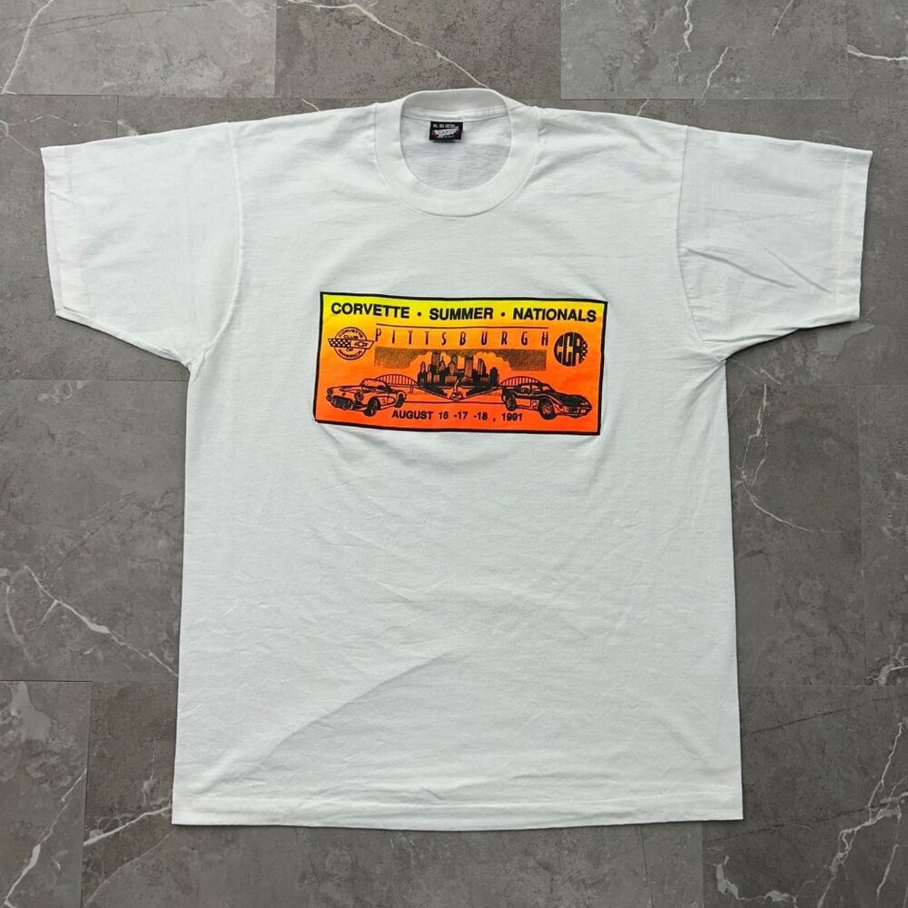 90s‎ Vintage Corvette Graphic Tee Mens XL Nationals Pittsburgh Chevy Chevrolet